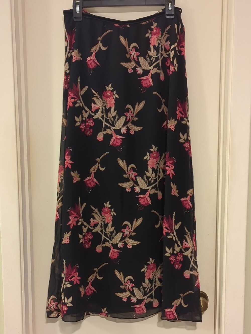 Laura Ashley Black Maxi Skirt with Pink Floral Print - Picture 8 of 8
